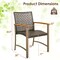 Costway Set of 4 Patio Dining Chairs Outdoor Wicker Armchairs with Acacia Wood Armrests